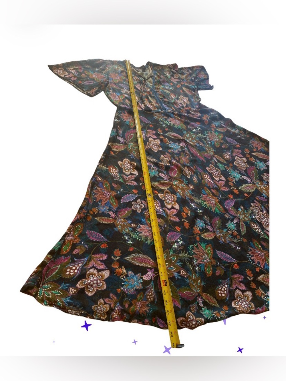 Johnny Was Black Floral Tie-Neck Maxi Dress size L - Picture 16 of 16